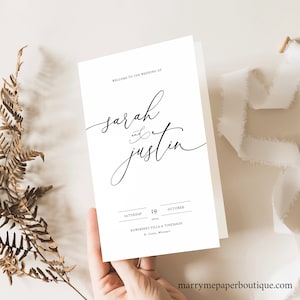 Classic Wedding Program Template, Folded, Elegant Program, Printable, INSTANT Download, Templett,  Editable