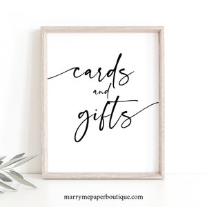 Cards & Gifts Sign Template, Modern Calligraphy, Wedding Table Sign, Printable, Modern Font, Templett INSTANT Download, Editable