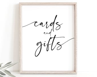 Cards & Gifts Sign Template, Modern Calligraphy, Wedding Table Sign, Printable, Modern Font, Templett INSTANT Download, Editable