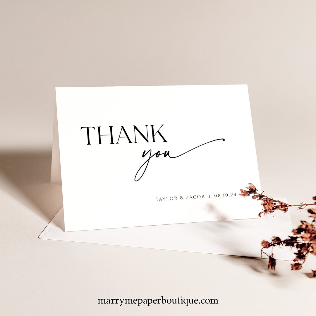Thank You Card Template, Folding, Modern &amp; Classic, Thank You Note Card ...