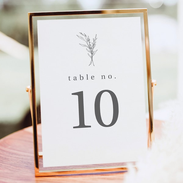 Table Number Template, Modern Rustic Table Number Printable, Try Before Purchase, Templett Instant Download