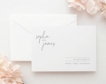 Gift Registry Card Template, Minimalist Elegant, Editable & Printable Instant Download, Try Before Purchase