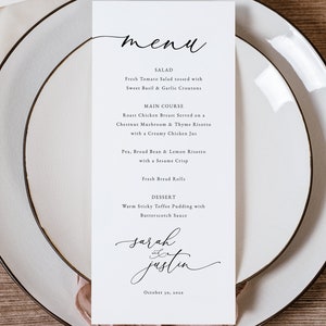 Classic Wedding Menu Template, Elegant Wedding Menu, Printable, Templett, Editable, INSTANT Download