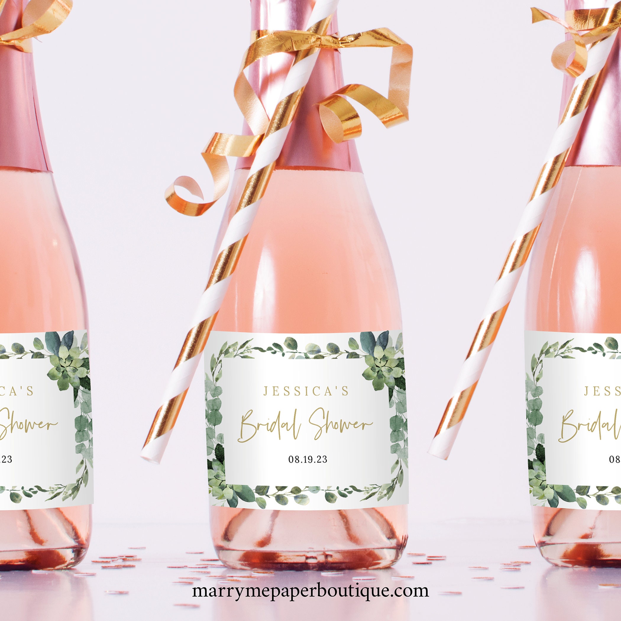 Templates Garden Bridal Shower Templett Instant Download Lush Greenery Champagne Bottle Label ...