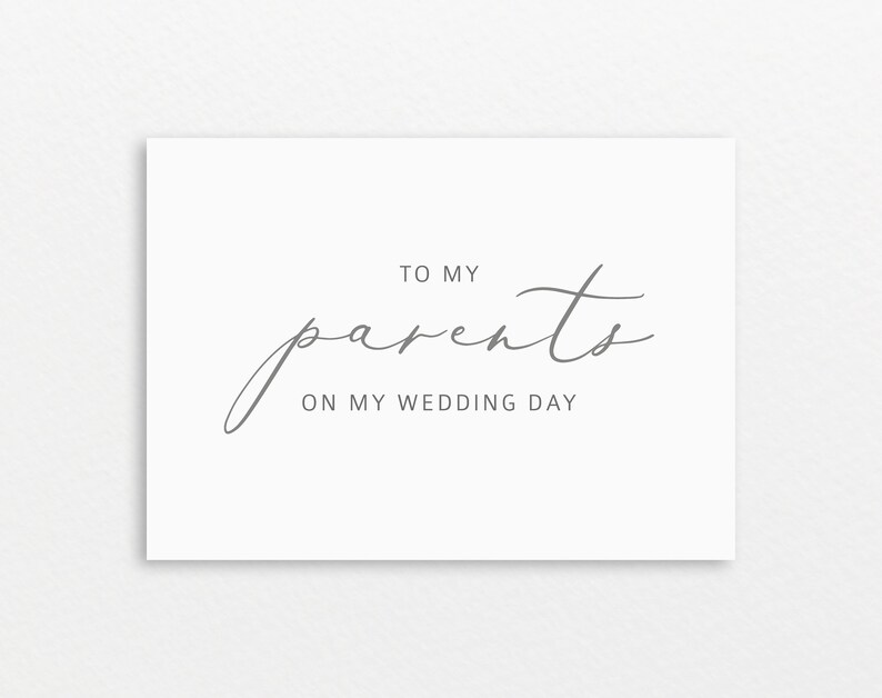 Printable Wedding Card Template Wedding Card Printable Wedding Day Card PDF Instant Download MM08-1 To My Parents on My Wedding Day Card