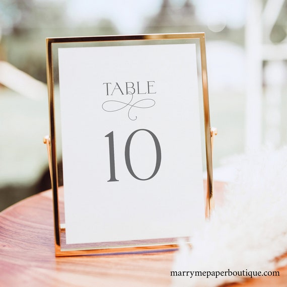 Table Number Template, Elegant Monogram, Editable, Table Number Sign Template, Printable, Elegant Wedding, Templett INSTANT Download