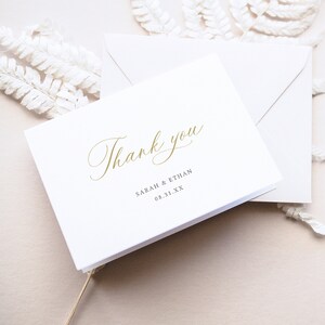 Thank You Card Template, Folding, Calligraphy Design in Gold, Editable ...