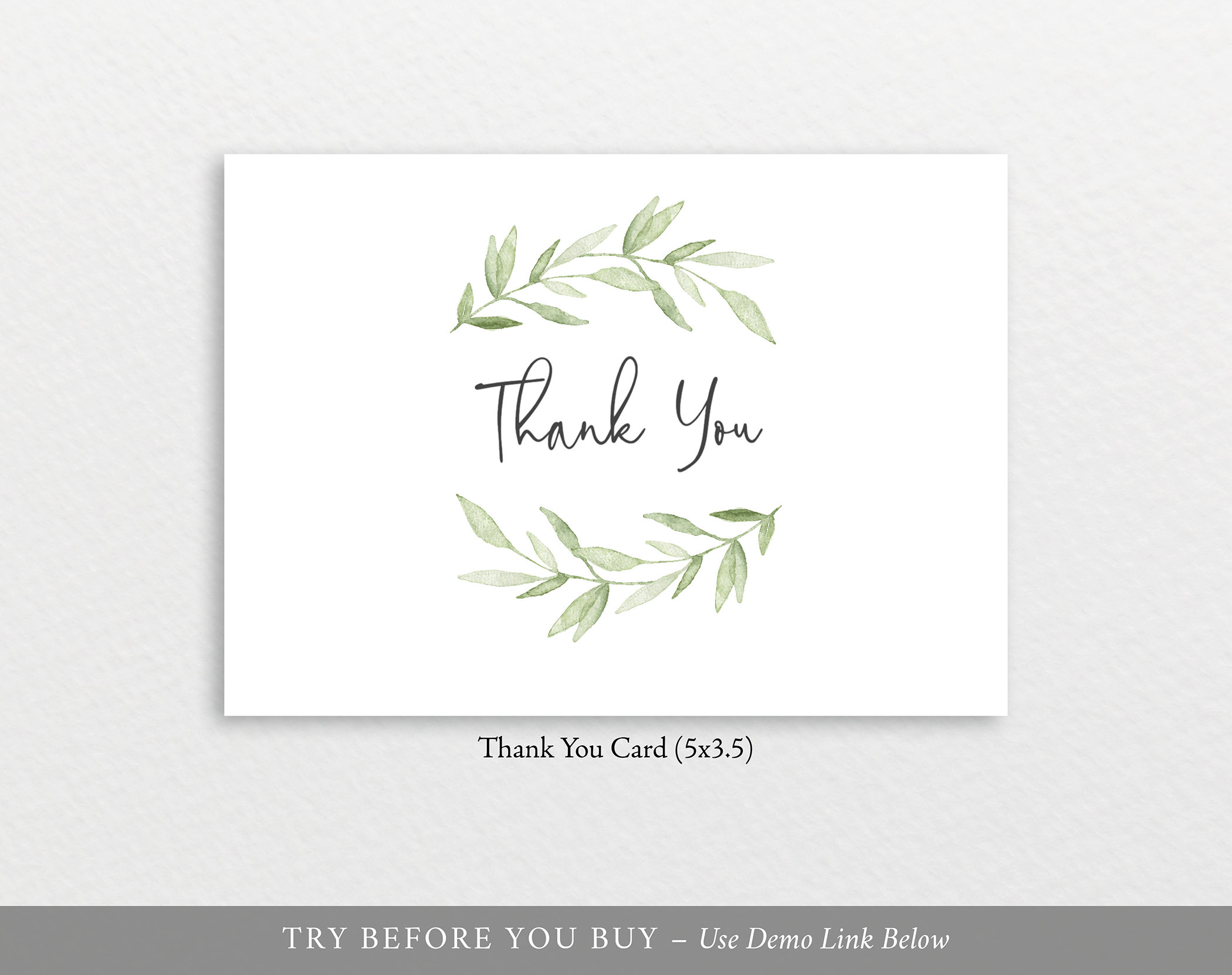 thank you card template fold greenery leaves try before