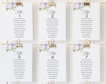 Wedding Seating Chart Template, Editable Instant Download, Try Before Purchase, Mauve & Lilac Floral