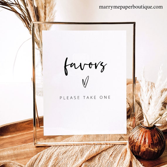 Favors Sign Template, Love Heart, Modern Wedding Favors Sign, Printable, Editable, Please Take a Favor Sign, 8x10, Templett INSTANT Download