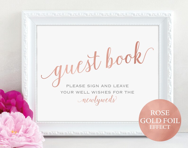 Rose Gold Guest Book Sign PDF Instant Download Sign our Guest Book Newlyweds Sign Wedding Printable Sign Guest Book Printable MM01-7