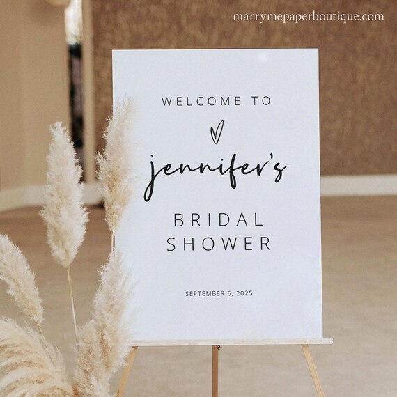 Bridal Shower Welcome Sign Template, Love Heart, Editable, Modern, Welcome to the Bridal Shower Sign, Printable, Templett INSTANT Download