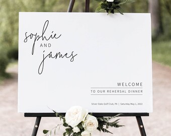 Rehearsal Dinner Welcome Sign Template, Elegant Minimalist, Modern Rehearsal Sign Printable, Editable, Templett INSTANT Download