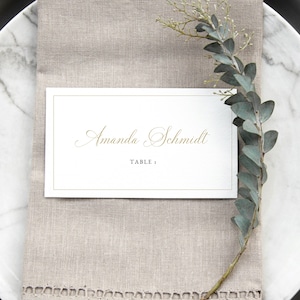 Wedding Place Card Template, Calligraphy Design Gold, Flat, Tent ...