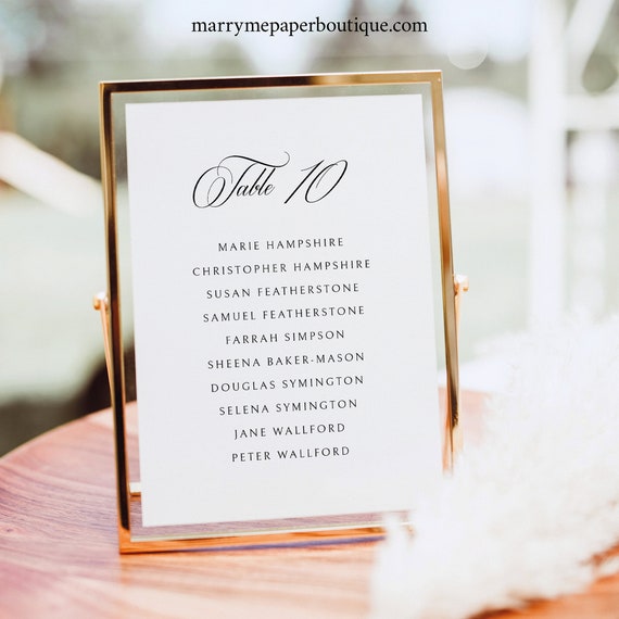 Wedding Seating Cards Template, Traditional Wedding Calligraphy, Monogram, 5x7 Seating Sign, Printable, Editable, Templett INSTANT Download