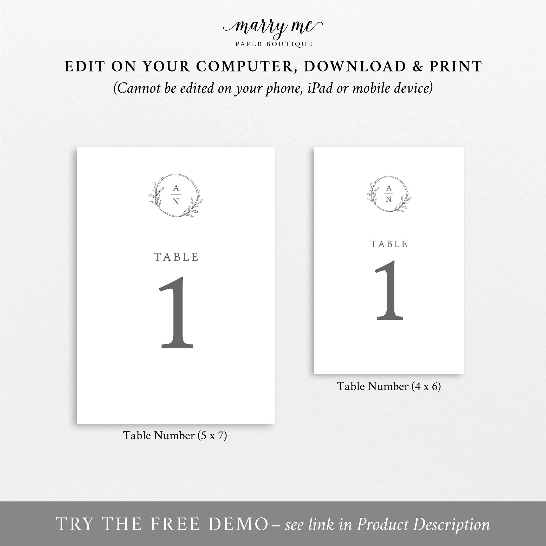Table Number Sign Template Editable & Printable Try Before | Etsy