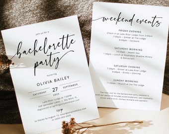 Bachelorette Party Invitation Template, Modern Calligraphy, Editable, Modern Bachelorette Invite, Printable, Templett INSTANT Download