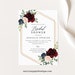 Bridal Shower Invitation Template, Templett Printable, Editable Instant Download, Burgundy Navy 