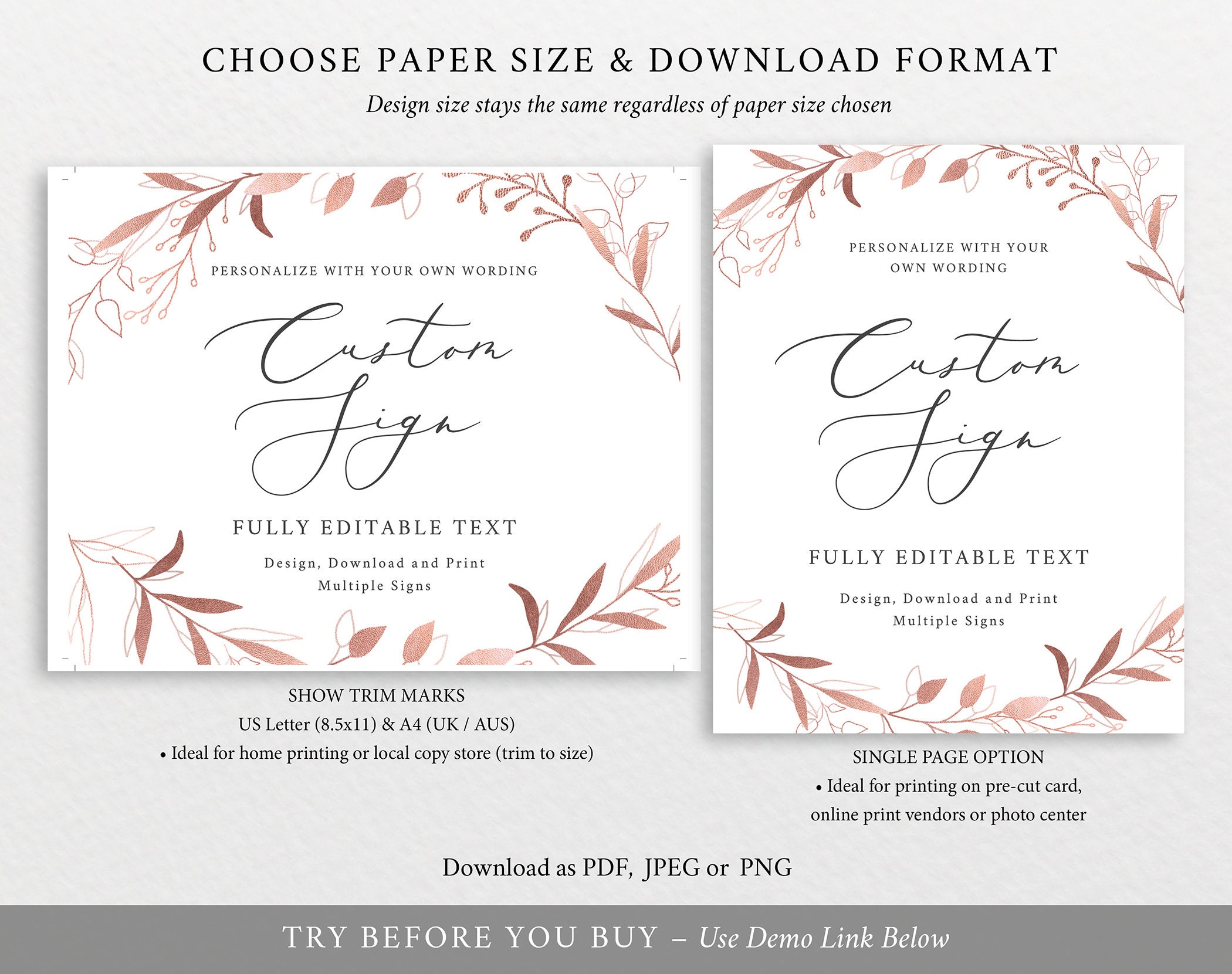 Create Multiple Signs Template, TRY BEFORE You BUY, Editable Instant