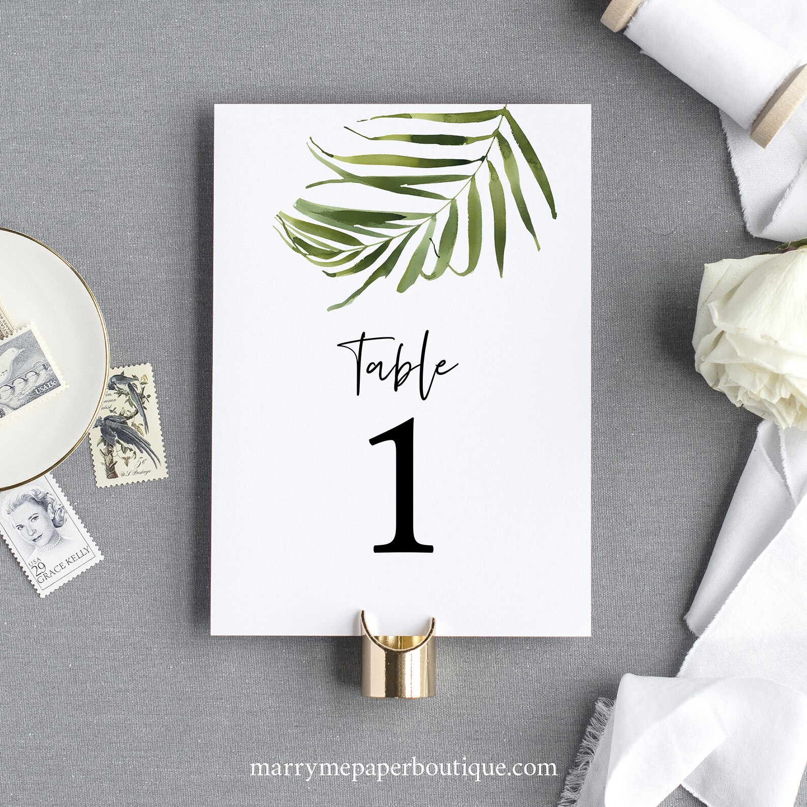 Tropical Table Number Template Greenery Beach Wedding Table - Etsy