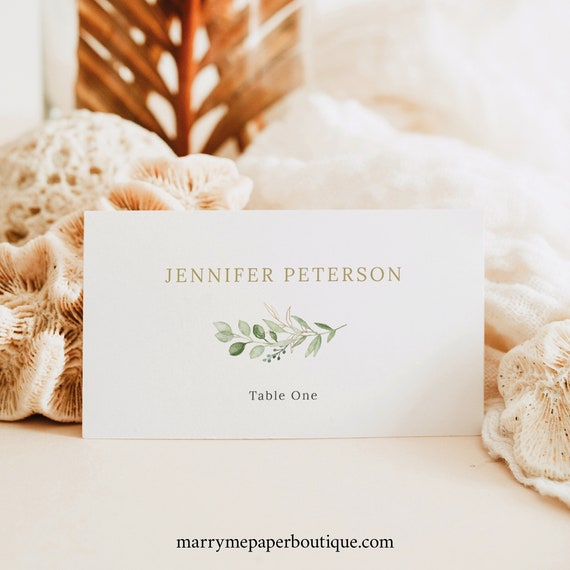 Place Card Template, Greenery Arch, Flat & Tent Place Cards, Printable, Wedding Place Cards, Templett INSTANT Download, Editable