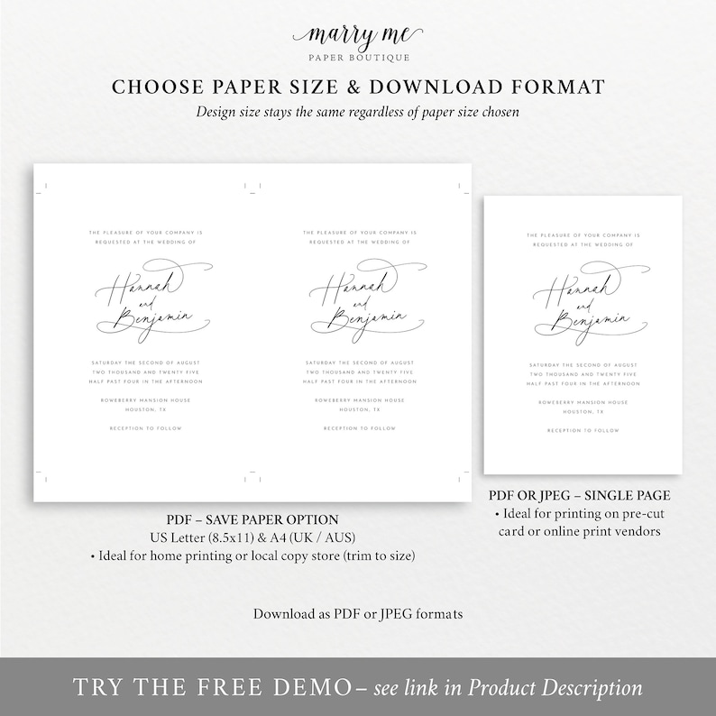 Pocketfold Wedding Invitation Template Set Pretty - Etsy
