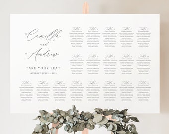 Wedding Seating Chart Template, Modern Stylish Script, Seating Plan Printable, Editable Seating Poster Sign, Templett INSTANT Download