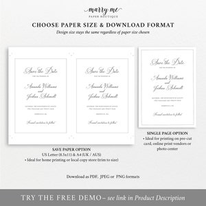 Save the Date Template, Traditional Wedding Calligraphy & Border, Save Our Date Card Printable, Editable, Templett INSTANT Download immagine 4