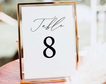 Table Number Template, Stylish Script Font, Try Before Purchase, Editable Instant Download