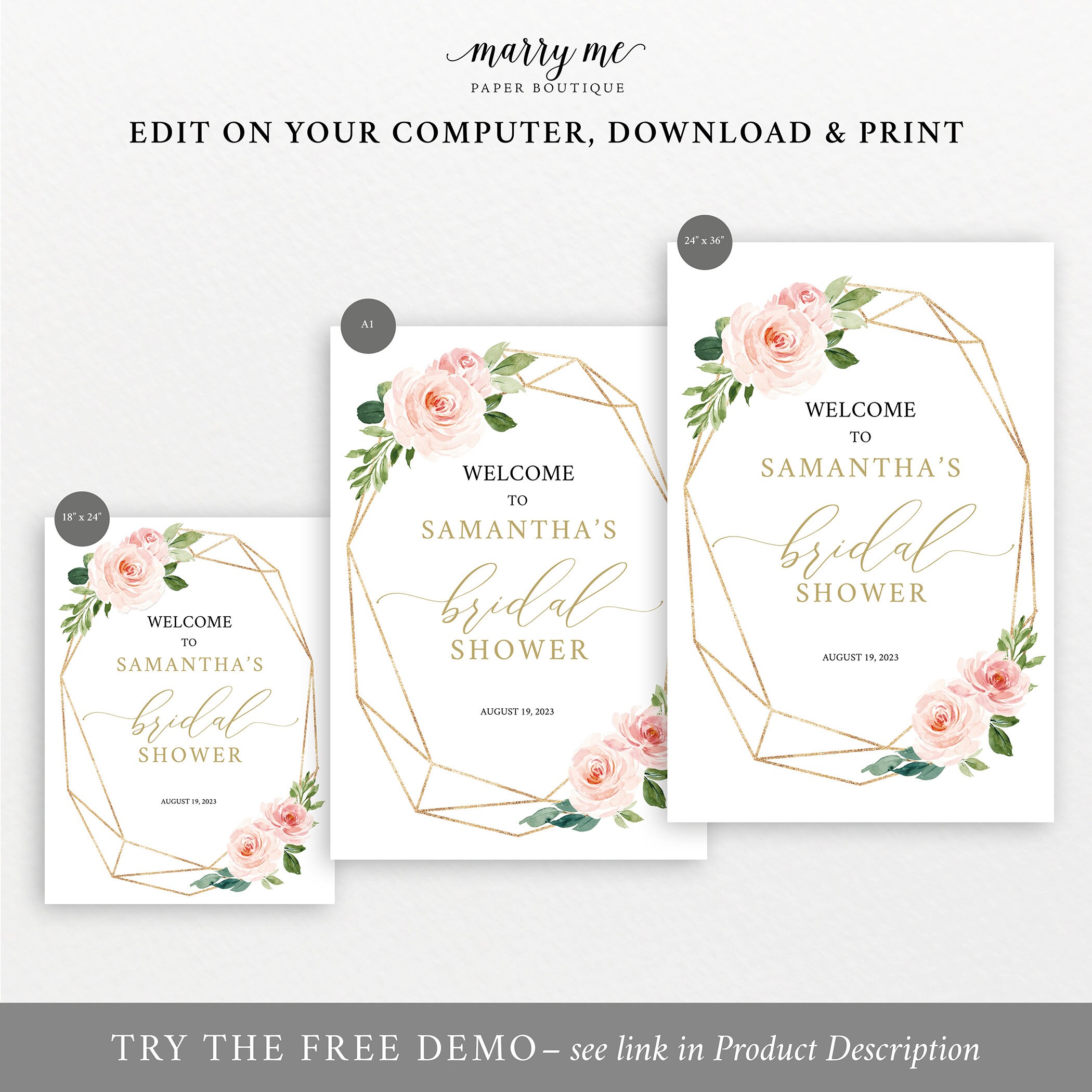 Bridal Shower Welcome Sign Template Editable Instant - Etsy