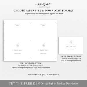 Folding Thank You Card Template, Floral Wedding Monogram, Editable ...