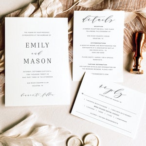 Wedding Invitation Template Set, Try Before Purchase, Editable Instant Download, Formal & Elegant