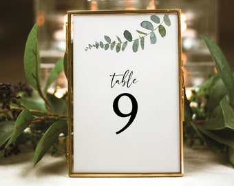 Table Number Template, Eucalyptus Greenery, Table Number Sign Printable, Templett Instant Download, Try Before Purchase