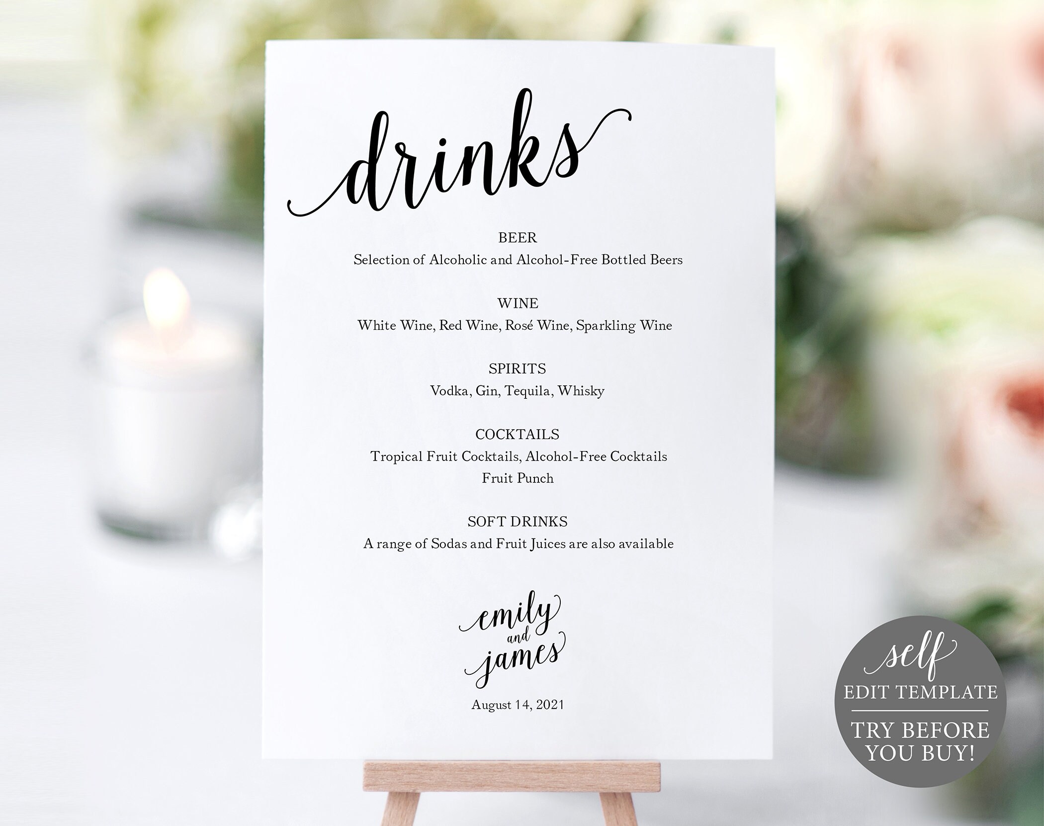 Bar Menu Sign Wedding Bar Sign Bar Sign Wedding Bar Menu Printable Drink Menu Wedding Sign Instant Download
