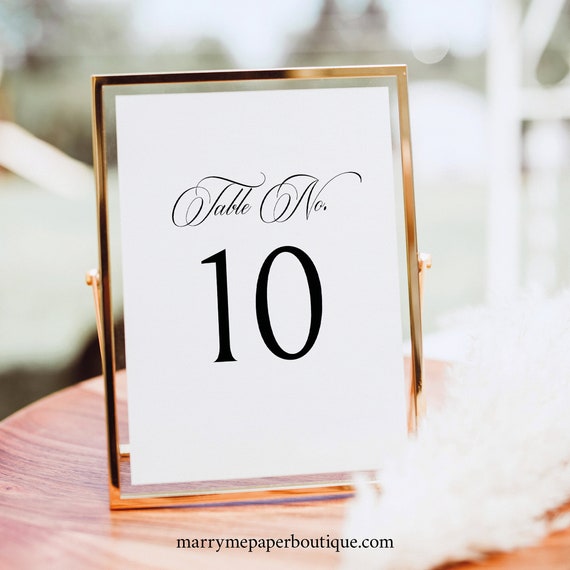 Table Number Template, Traditional Wedding Calligraphy, Monogram, Editable Wedding Table Number Sign Printable, Templett INSTANT Download