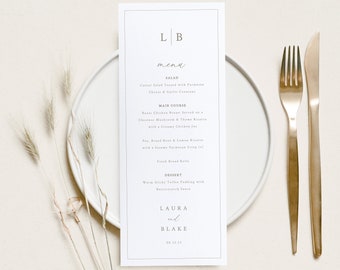 Wedding Menu Template Monogram Border Wedding Table Menu Etsy