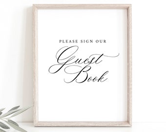 Templett INSTANT Download Printable Editable Elegant Classic Calligraphy Guest Book Sign Template Please Sign Our Guestbook Sign