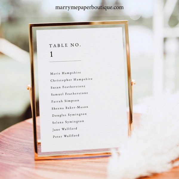 Classic Small Wedding Seating Sign Template, Simple Table Seating Sign, Printable 5x7 Seating Card, Editable, Templett INSTANT Download