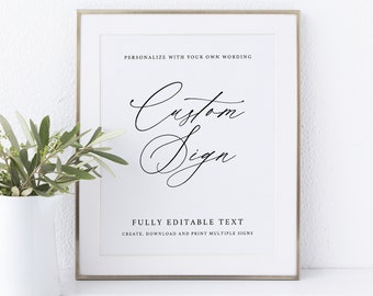 Create MULTIPLE Signs Template, 8x10 Stylish Script, Try Before Purchase, Editable Instant Download