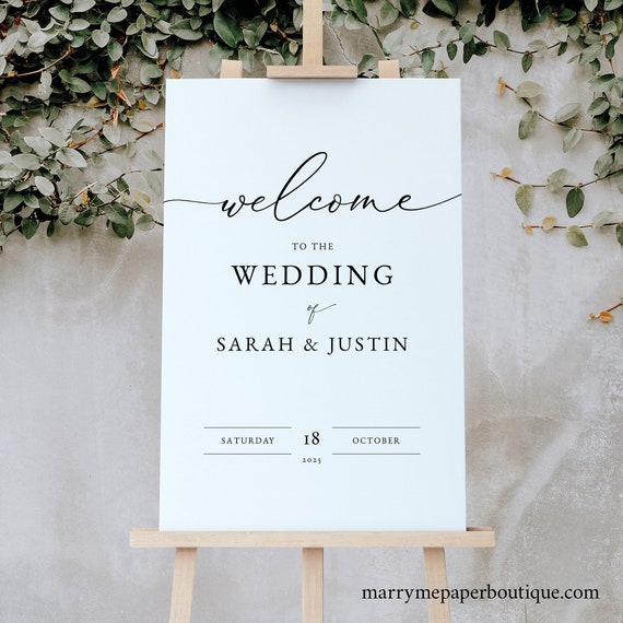 Wedding Welcome Sign Template, Classic & Elegant, Editable Wedding Sign, Welcome To Our Wedding Sign, Printable, Templett INSTANT Download