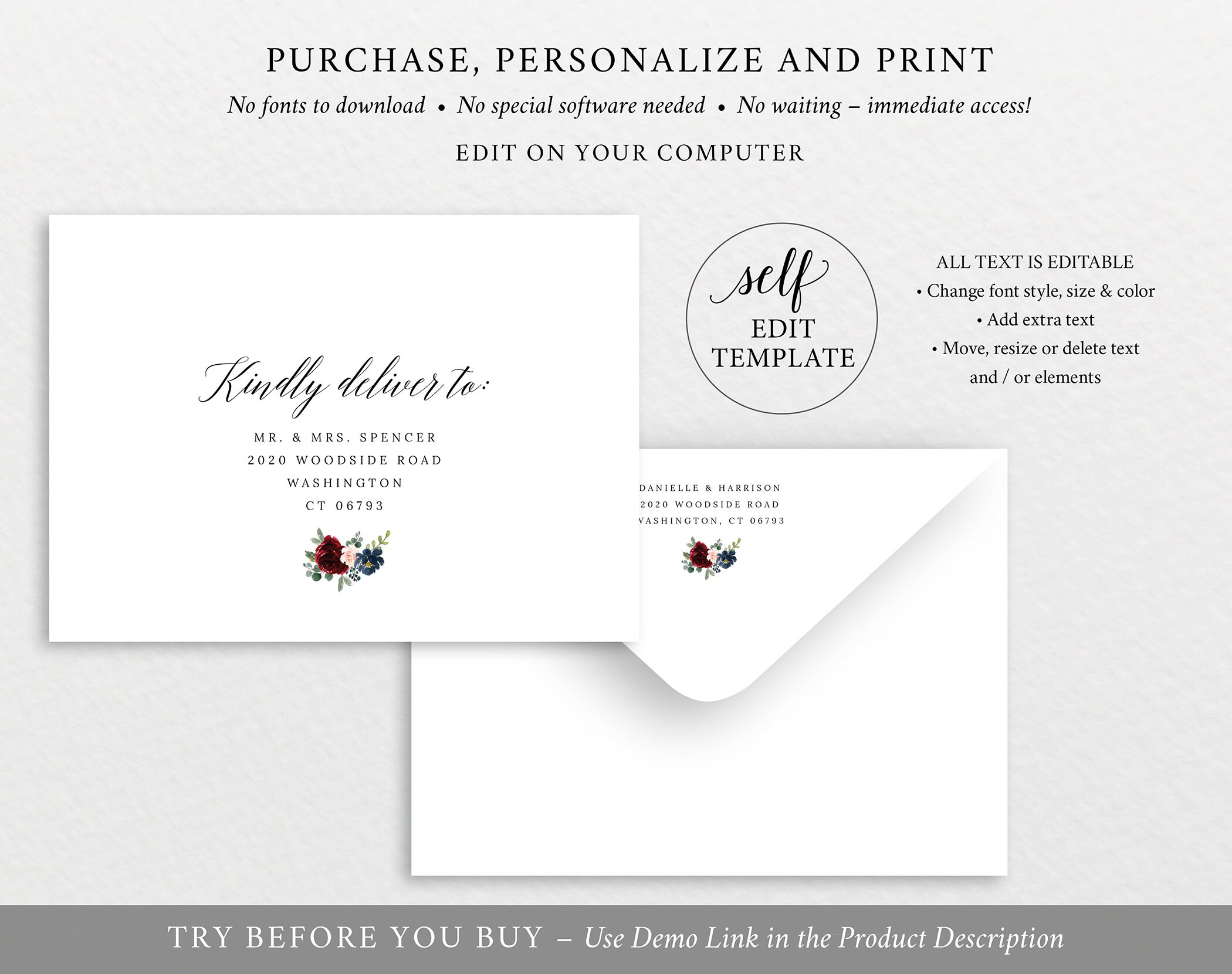envelope address template demo available printable editable instant