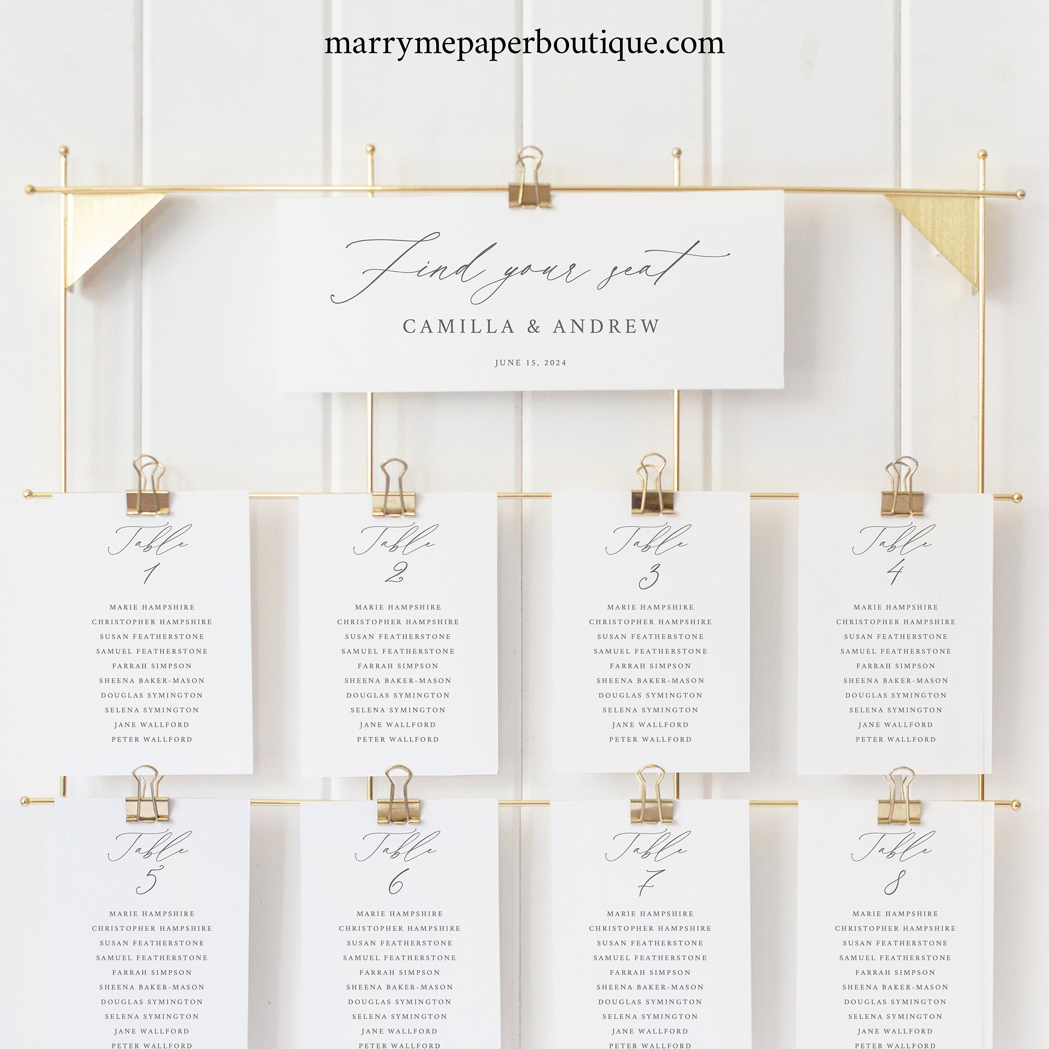 Seating Plan Cards Template, Modern Stylish Script, Seating Chart Cards ...