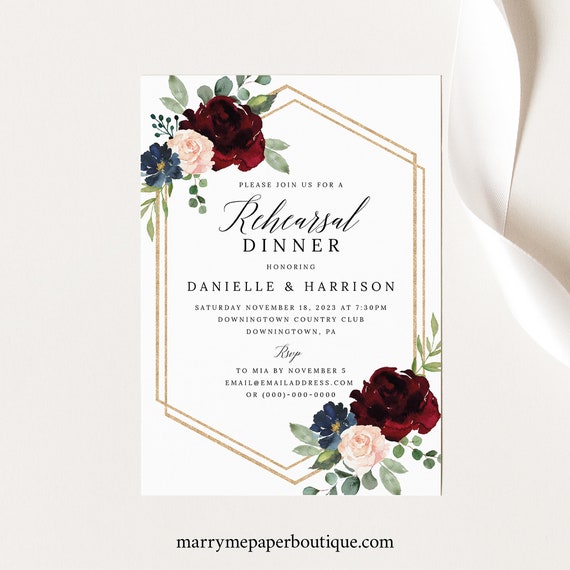 Rehearsal Dinner Invitation Template Order Edit &amp; Download in | Etsy