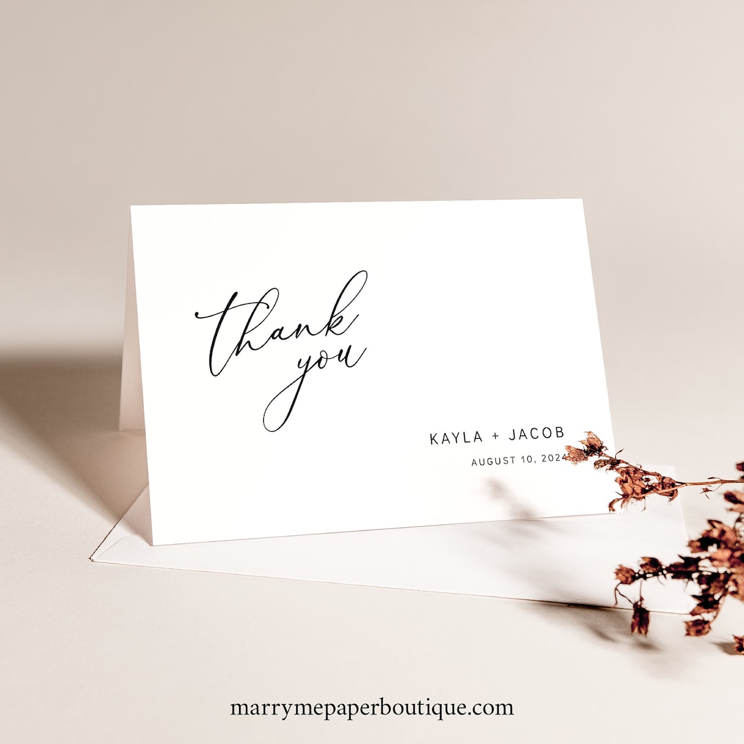 Folding Thank You Card Template, Modern Elegance, Folded Thank You Note ...