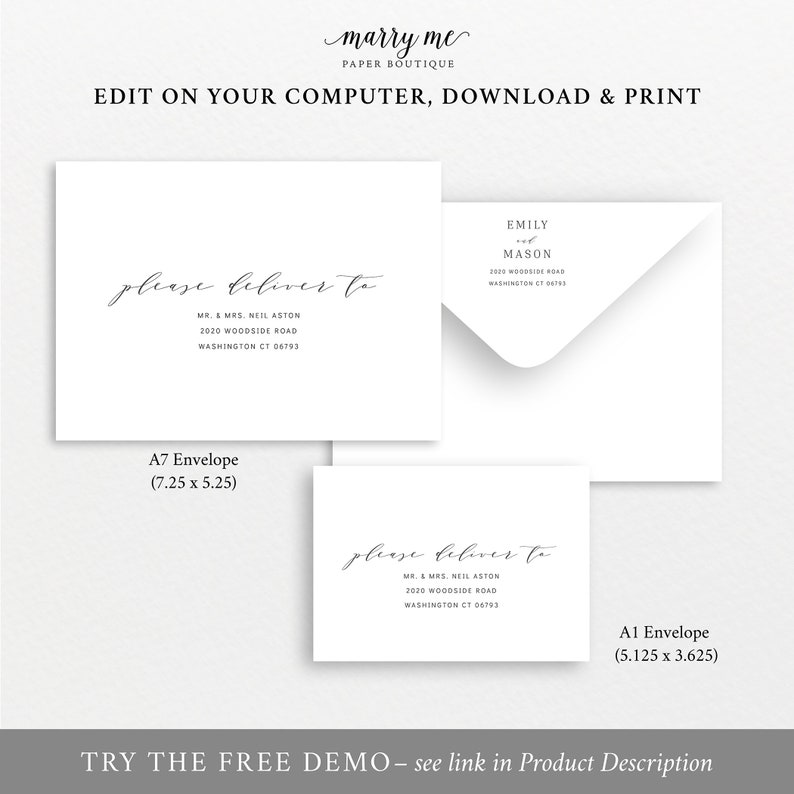 Envelope Address Template, Formal & Elegant, Editable Instant Download, Try Before Purchase image 3