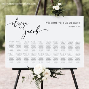 Wedding Seating Chart Template, Modern Calligraphy, Wedding Table Seating Plan Sign, Printable, Editable, Templett INSTANT Download