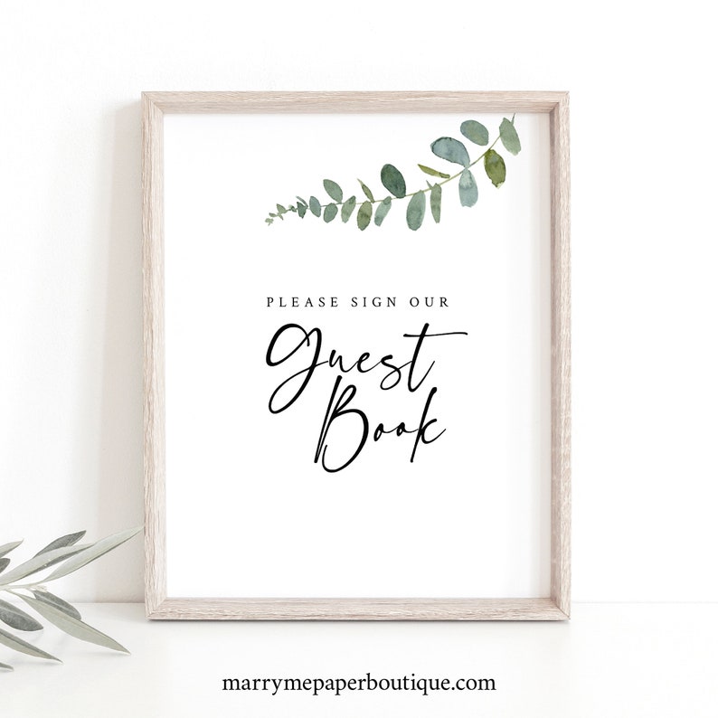 Guest Book Sign Template Eucalyptus Greenery Please Sign Our - Etsy