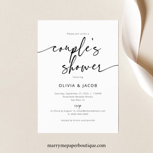 Couples Shower Invitation Template, Modern Calligraphy, Couples Shower ...