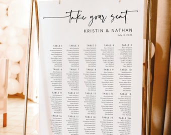 Wedding Seating Chart Template, Modern Contemporary, Editable Modern Wedding Seating Plan, Wedding Sign Printable, Templett INSTANT Download