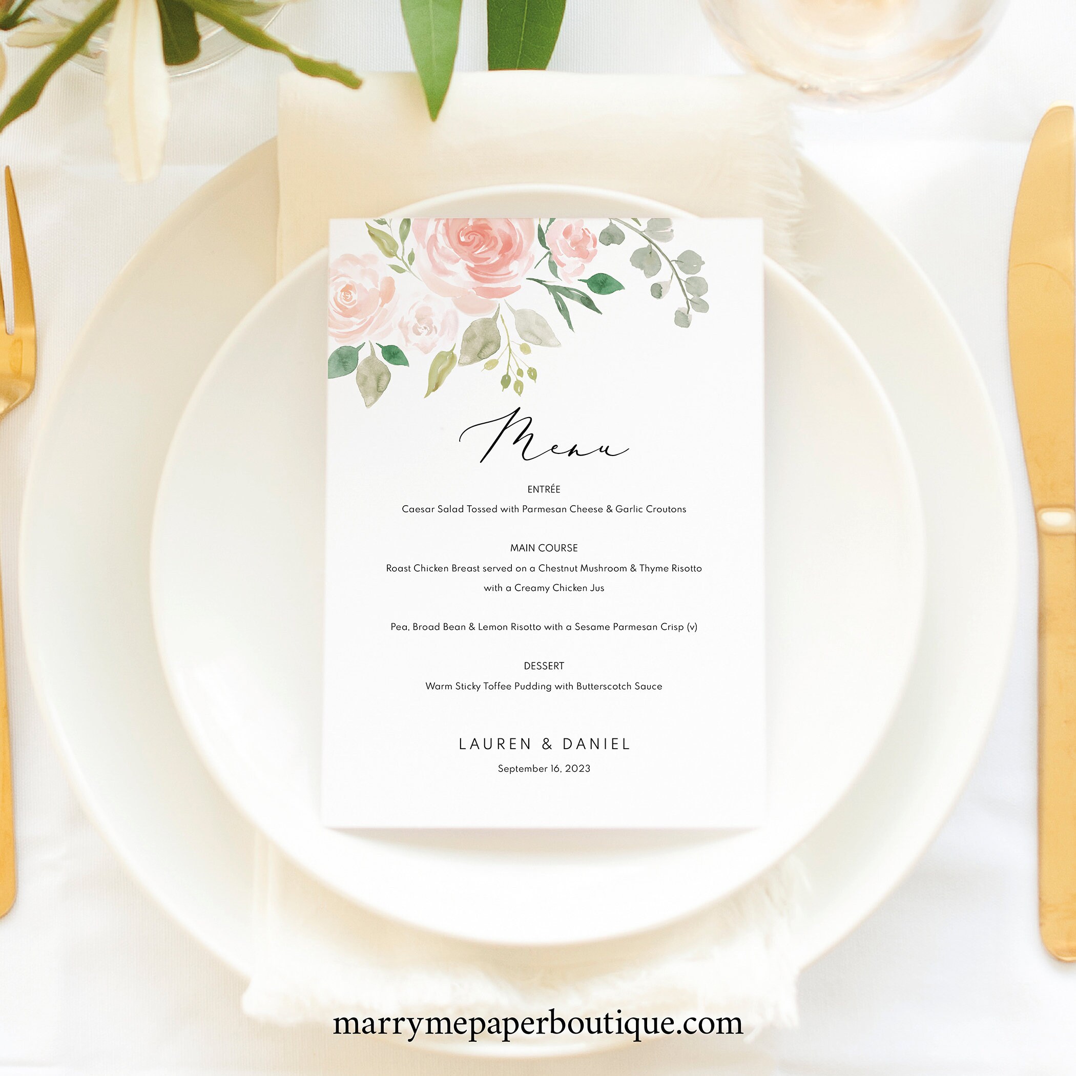 Floral Wedding Menu Template Dessert Menu Printable Editable | Etsy